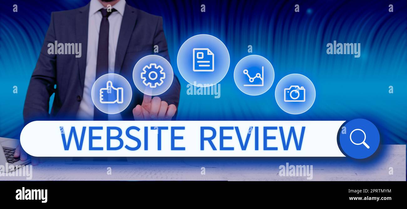 Visualizzazione concettuale revisione del sito Web Recensioni che possono essere pubblicate su aziende e servizi. Word for Reviews che può essere pubblicato su aziende e servizi Foto Stock