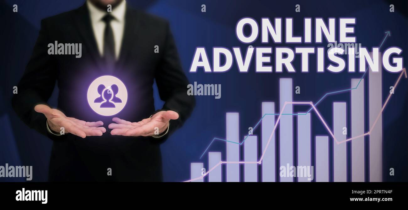 Didascalia concettuale pubblicità online Marketing Web su Internet per promuovere prodotti e servizi. Word for Internet Web Marketing per promuovere prodotti e servizi Foto Stock
