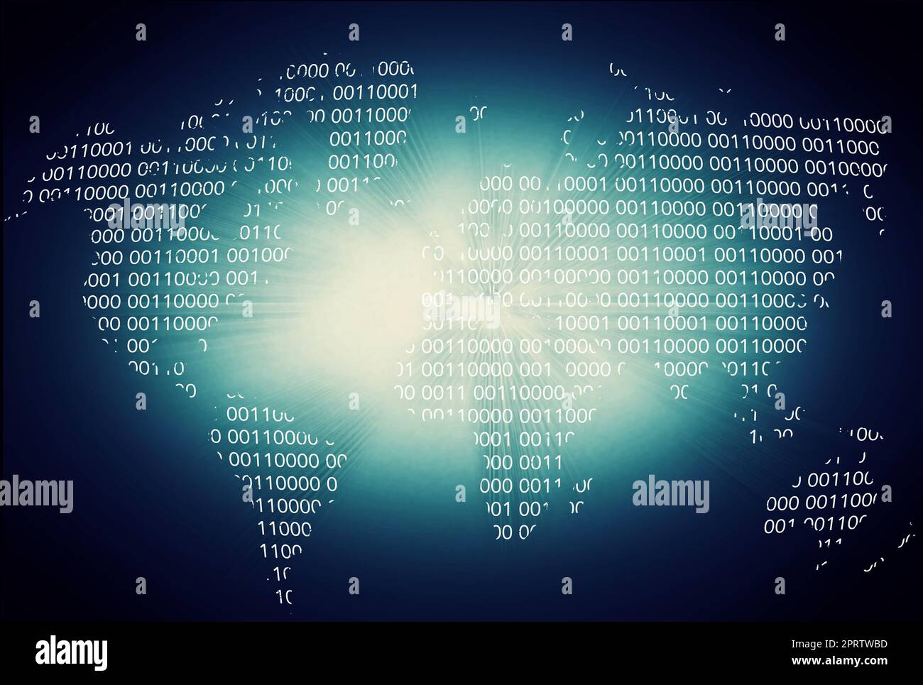 Tecnologia - è una lingua mondiale. Uno scatto dei continenti del mondo in codice binario. Foto Stock