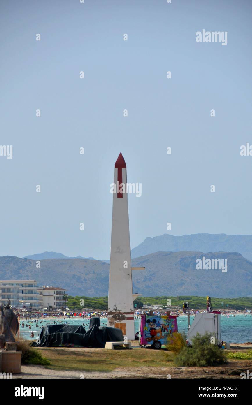 obelisco a CAN Picafort a Maiorca Foto Stock