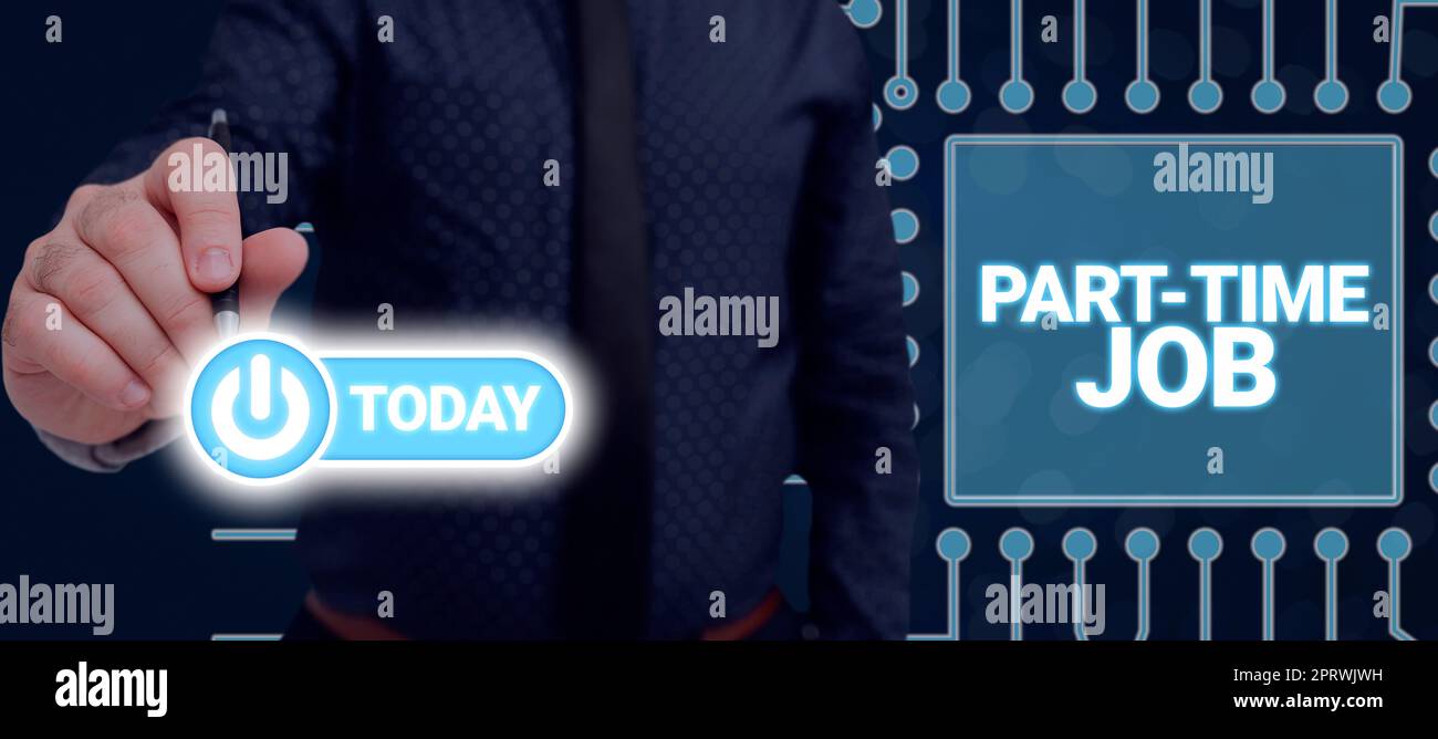 Scrittura visualizzazione testo lavoro part-time in corso. Business Overview Weekender Freelance casual OJT neofita stint stagionale Foto Stock