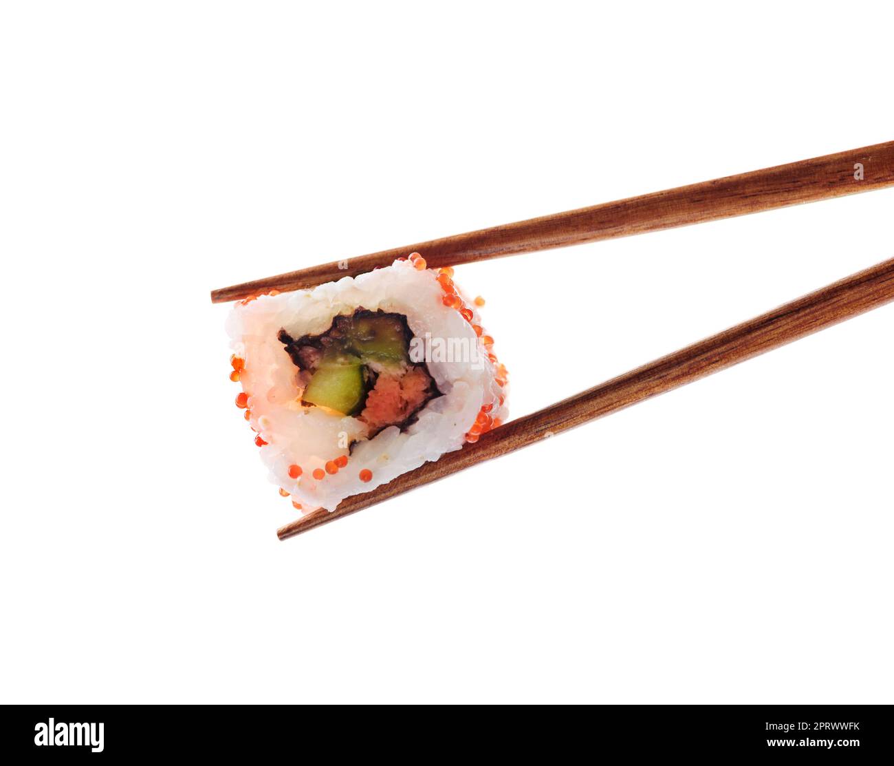 Sushi roll giapponese isolato su sfondo bianco Foto Stock