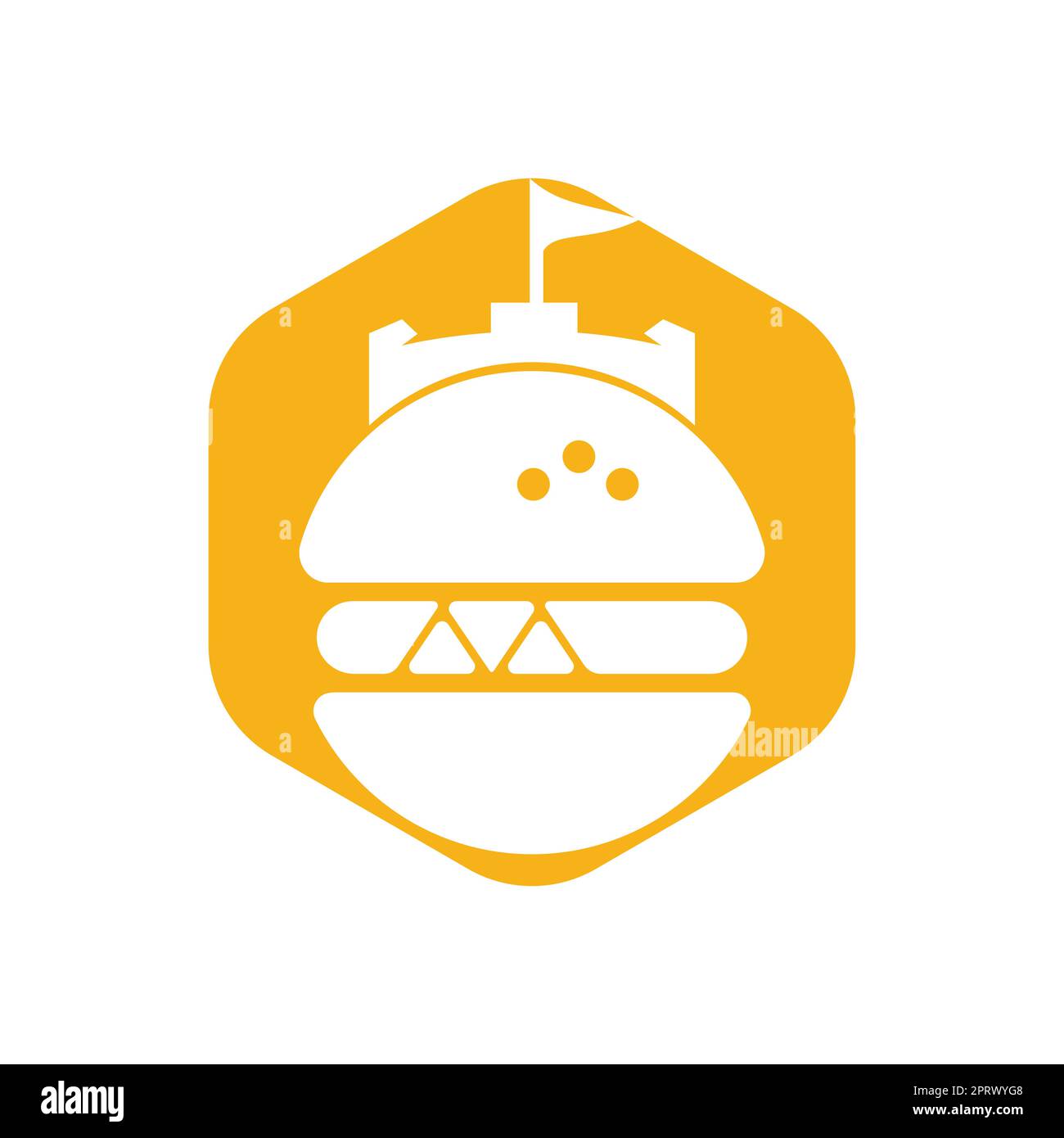 Burger castello vettore logo design. Logo Fort Burgher. Illustrazione Vettoriale