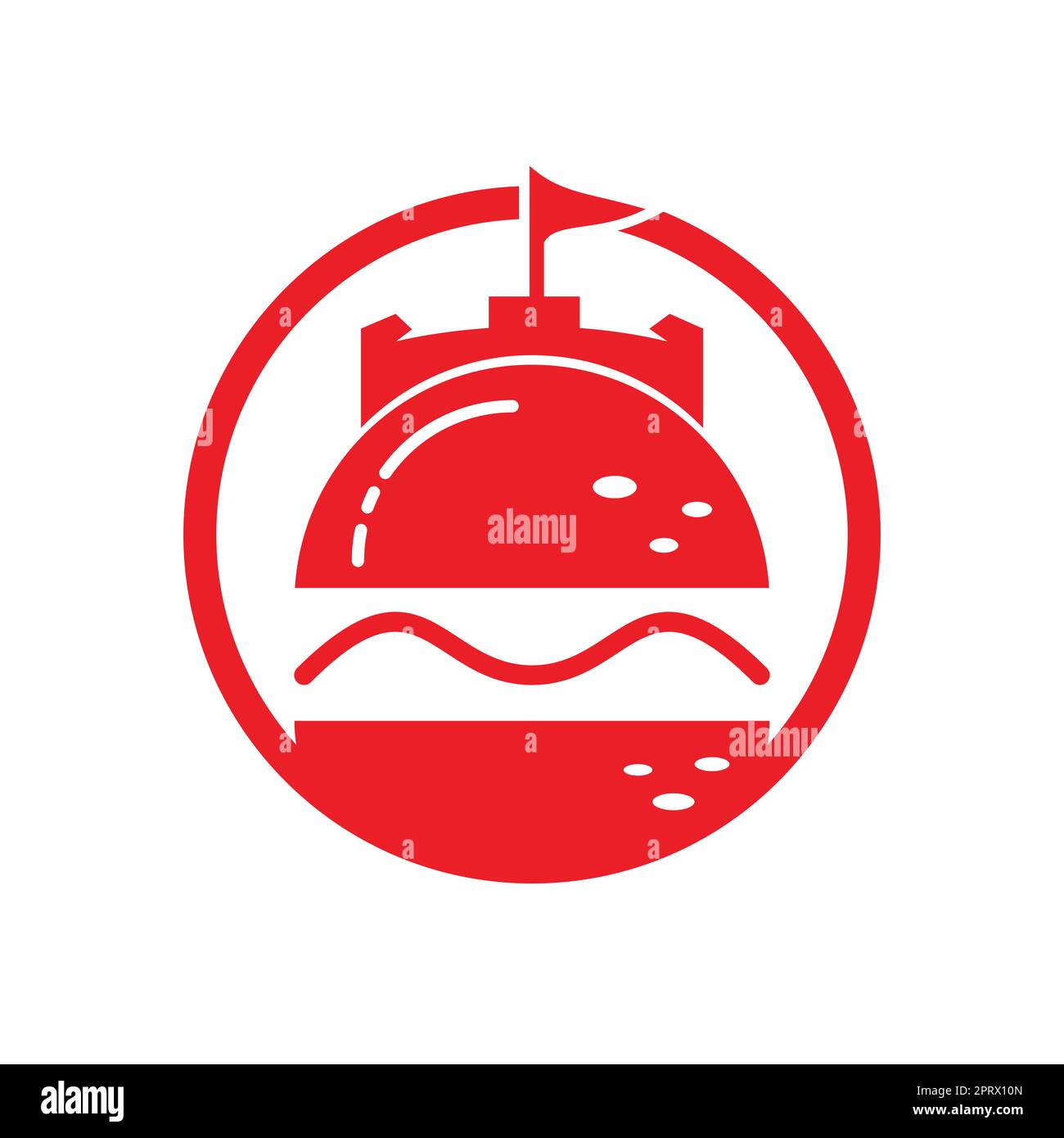Burger castello vettore logo design. Logo Fort Burgher. Illustrazione Vettoriale