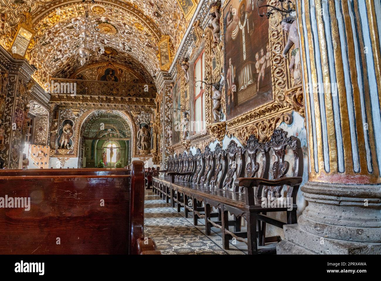 La Cappella barocca ornata del Senor de Tlacolula, Chiesa dell'Assunzione, Tlacolula de Matamoros, Messico. Foto Stock