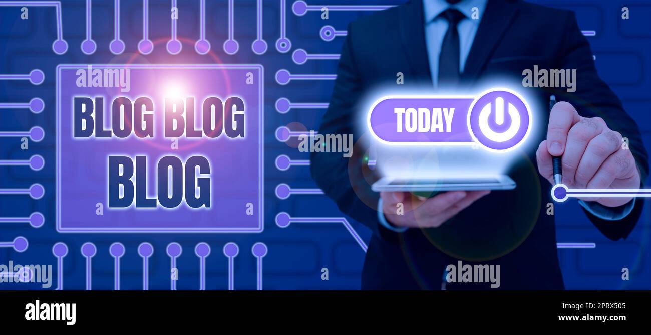 Testo che mostra ispirazione Blog Blog Blog Blog Blog Blog. Internet concetto Internet blogging tendenza moderna comunicazione virtuale Foto Stock