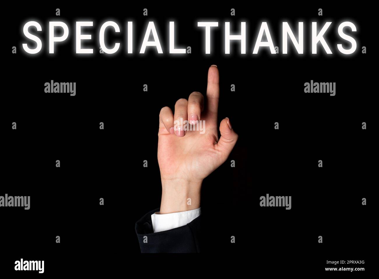 Segno che mostra grazie speciali, foto concettuale apprezzare qualcosa o qualcuno in un modo più unico Foto Stock