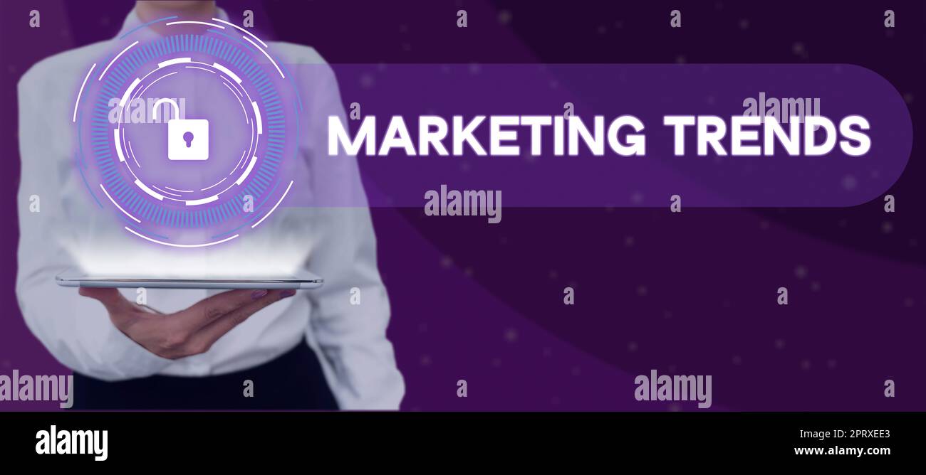 Testo che mostra le tendenze di marketing di ispirazione, concetto che significa assegnazione speciale assegnata a una persona o a un gruppo Foto Stock