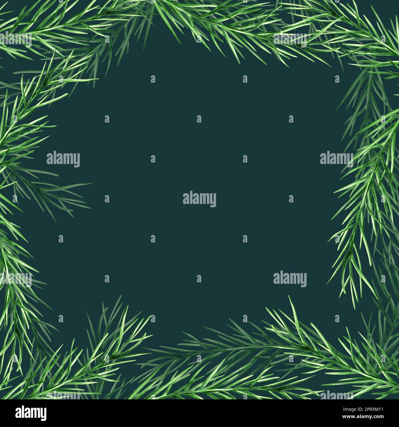 Cornice acquerello con rosmarino fresco isolato sullo sfondo. Particolare di prodotti di bellezza e botanica, cosmetologia e medicina. Per i designer, spa Foto Stock