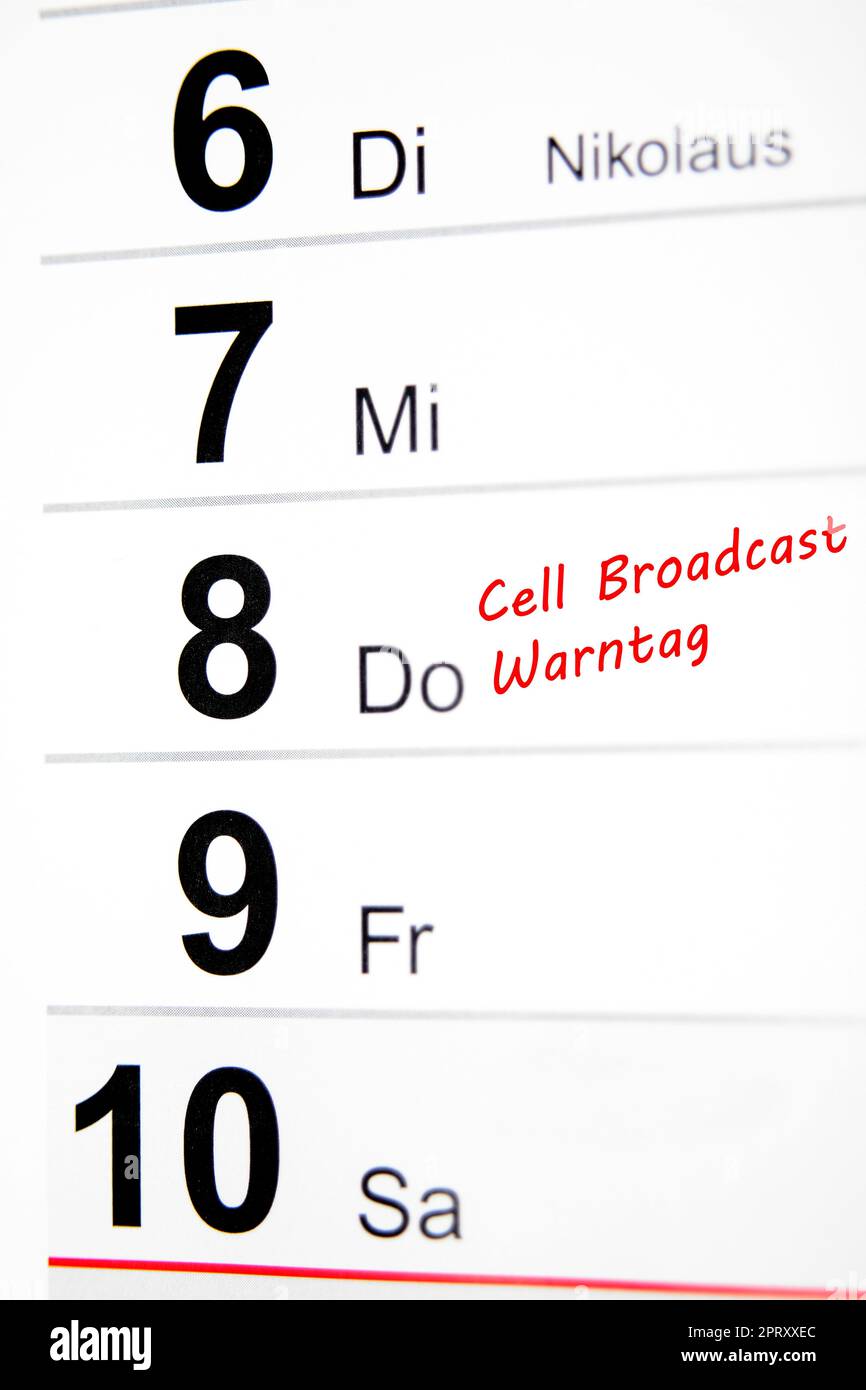 Cell Broadcast Warntag am 8. Dicembre Foto Stock