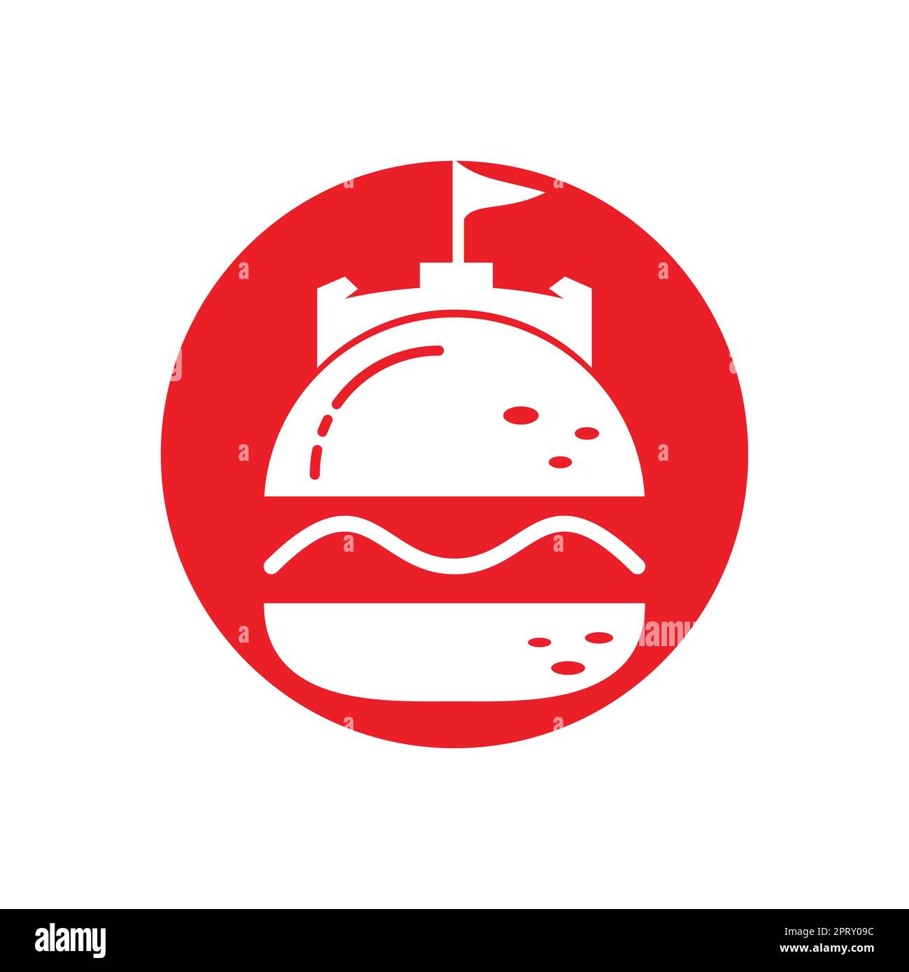 Burger castello vettore logo design. Logo Fort Burgher. Illustrazione Vettoriale