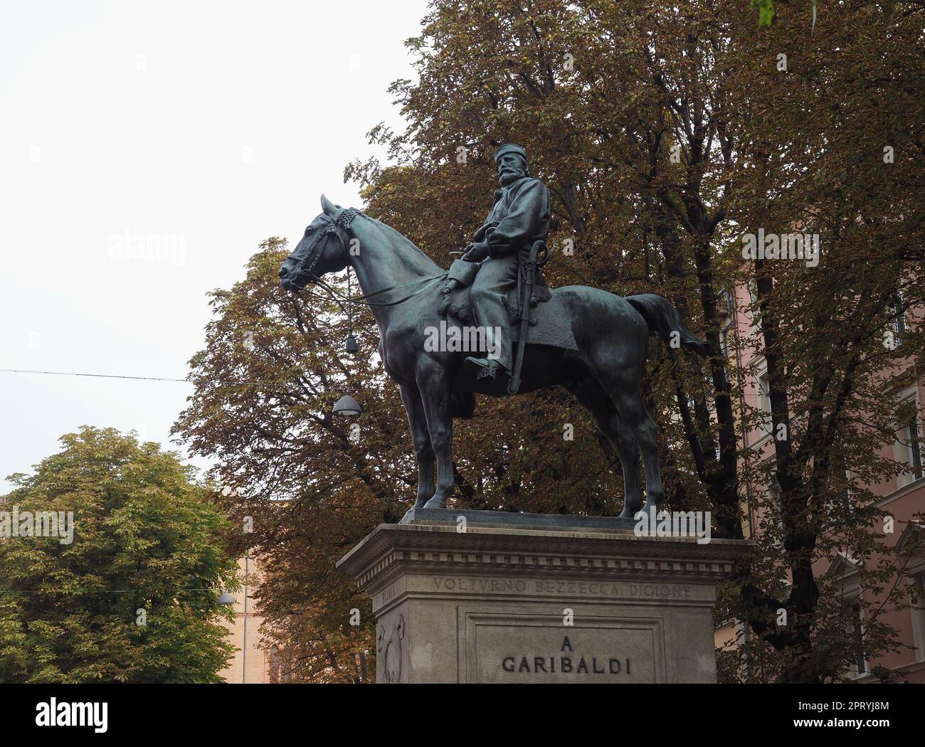 Giuseppe Garibaldi statua equestre dello scultore Arnaldo Zocchi circa 1900 a Bologna Foto Stock