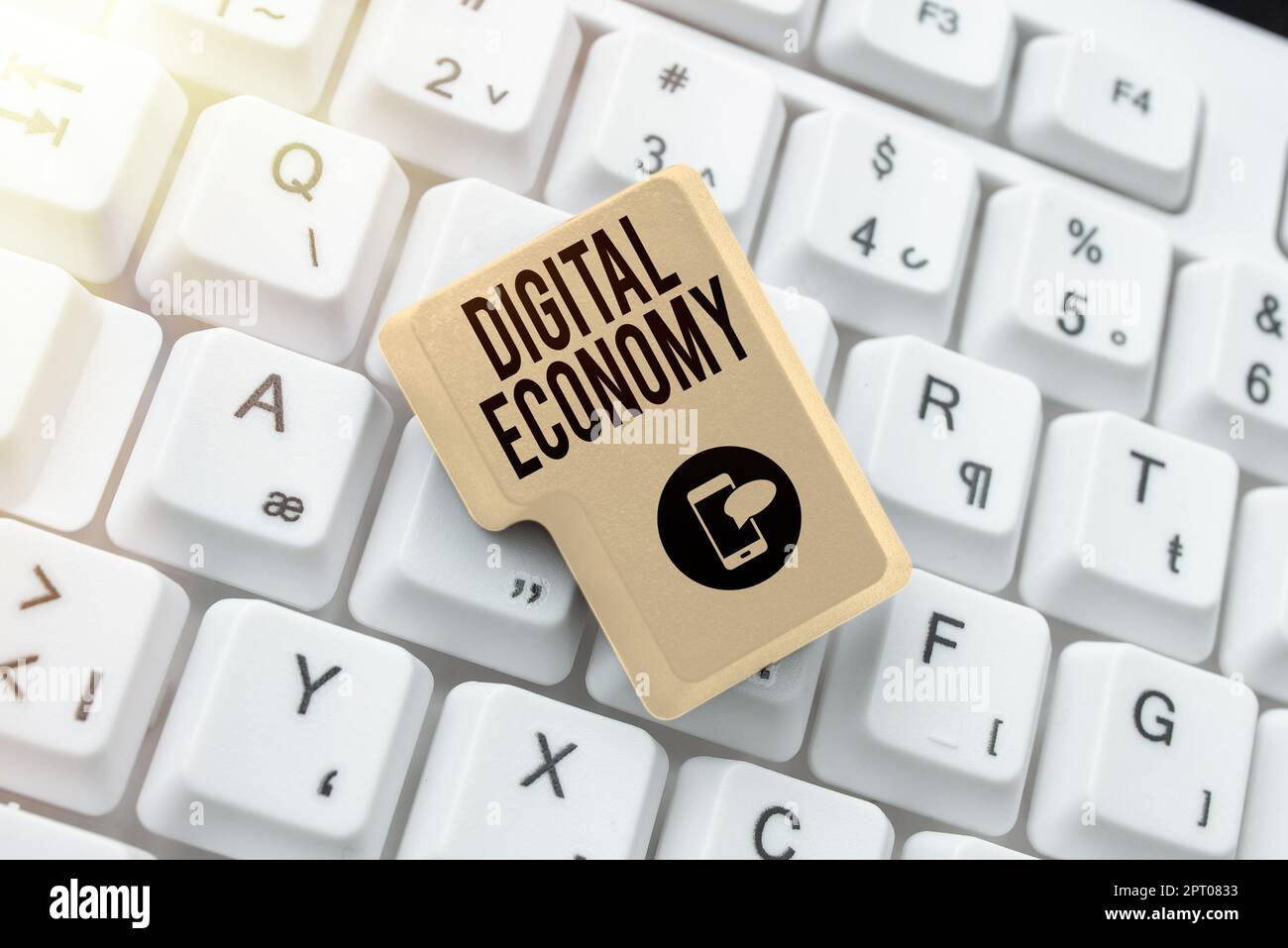 Testo scritto a mano Digital Economyrete mondiale di attività e tecnologie economiche, Panoramica aziendale rete mondiale di attività economiche Foto Stock