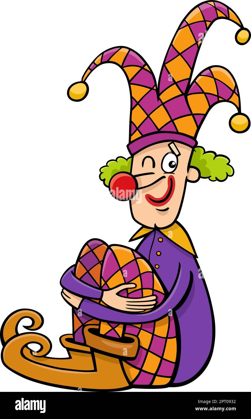 cartoon clown performer o jester personaggio comico Illustrazione Vettoriale