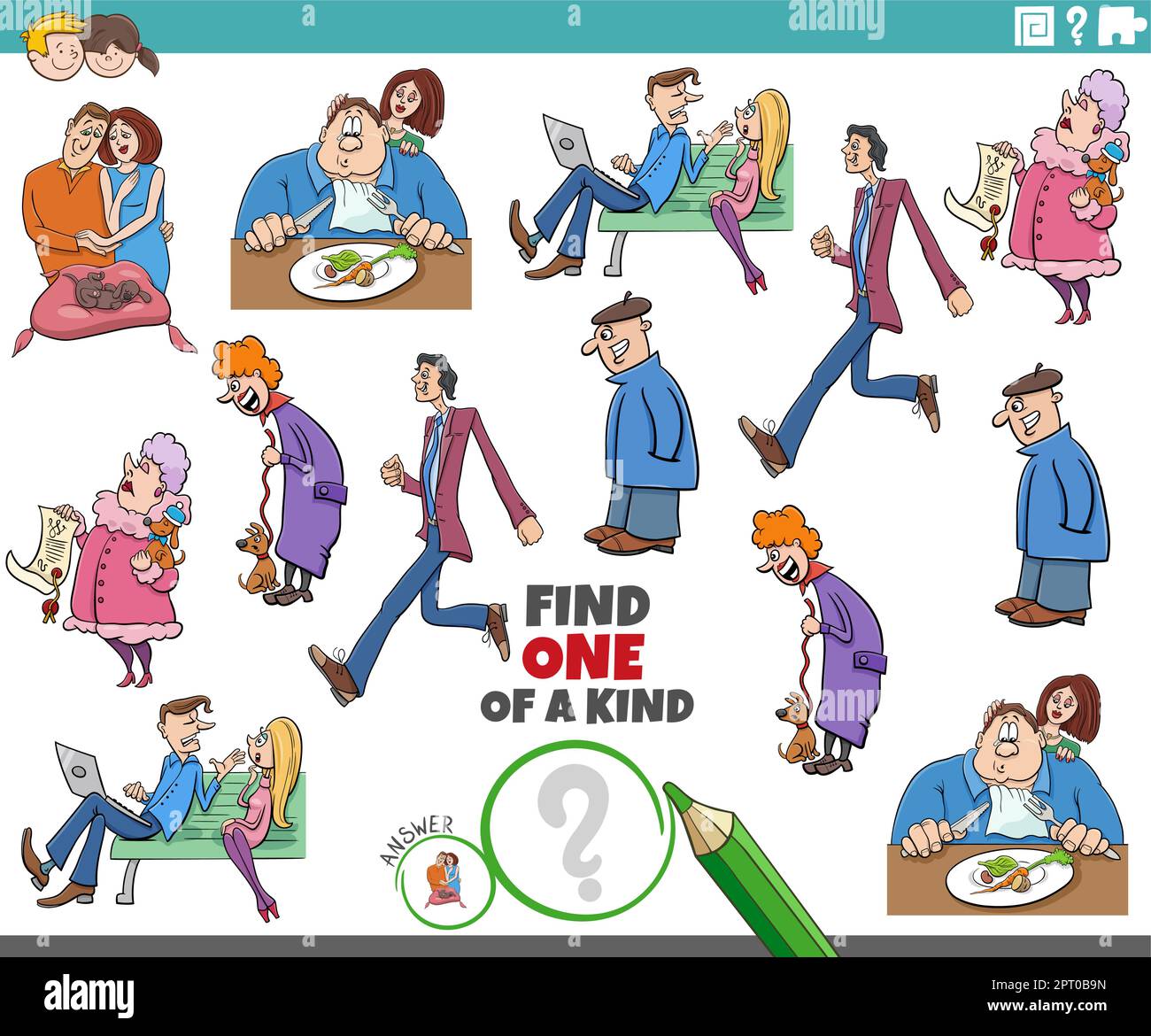 un gioco unico nel suo genere con simpatici personaggi Illustrazione Vettoriale