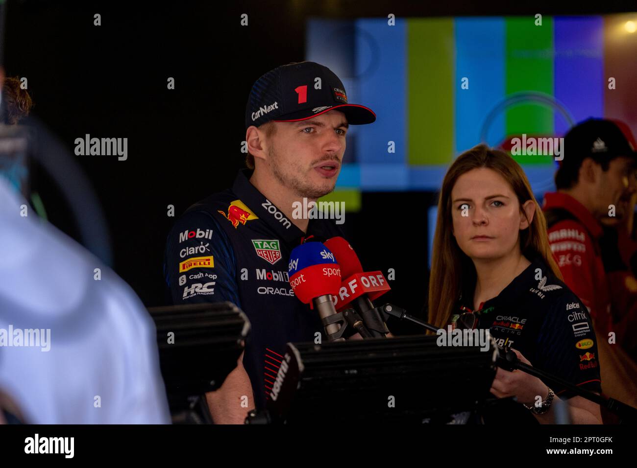 BAKU, AZERBAIGIAN, circuito cittadino di baku, 27.April.2023: #1, Max VERSTAPPEN, Red Bull Racing, Honda, durante il Gran Premio di Formula uno dell'Azerbaigian a Baku Foto Stock