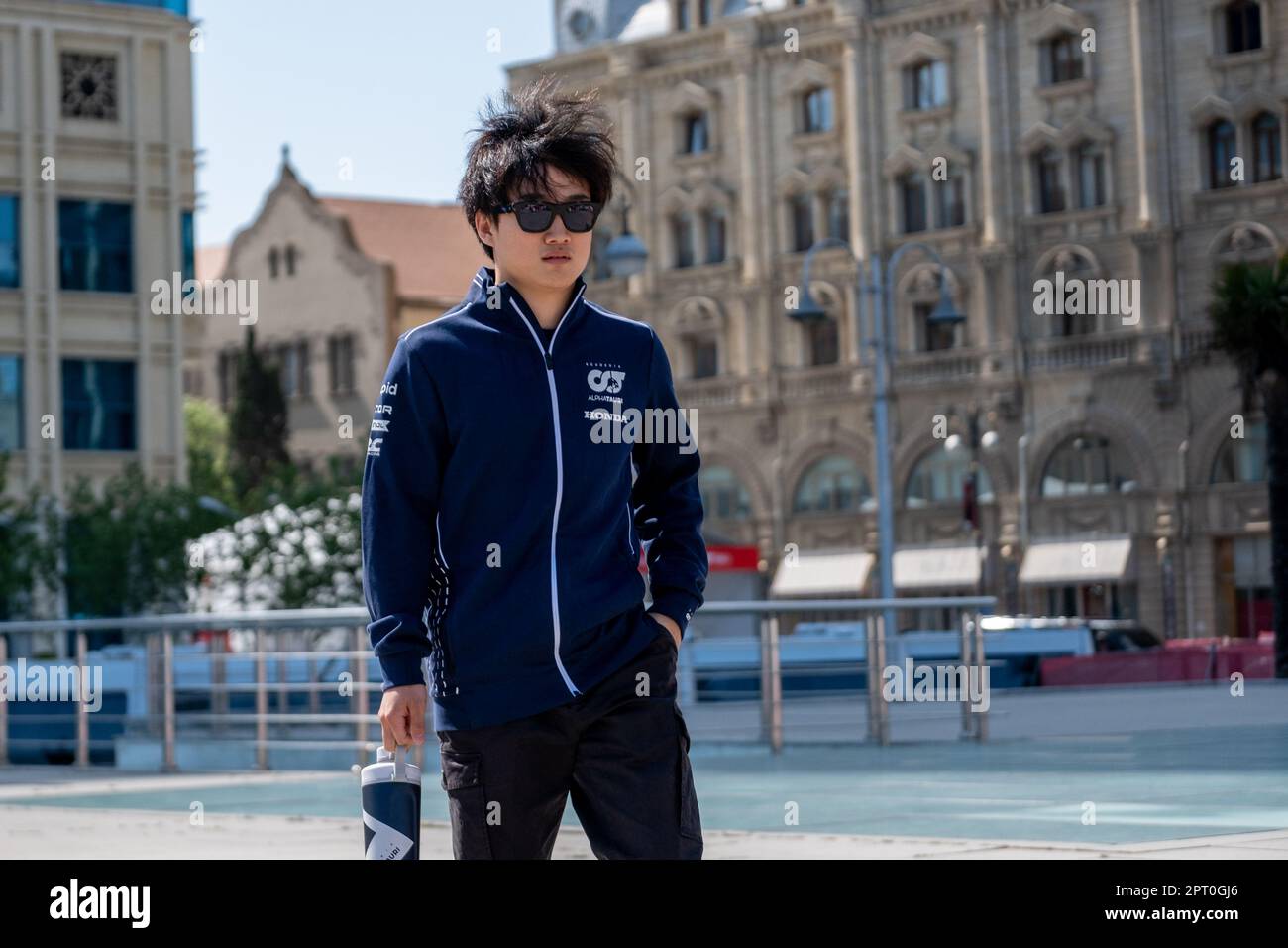 BAKU, AZERBAIGIAN, circuito cittadino di baku, 27.April.2023: #22, Yuki TSUNODA, Scuderia Alpha Tauri, durante il Gran Premio di Formula uno dell'Azerbaigian a Baku Cit Foto Stock