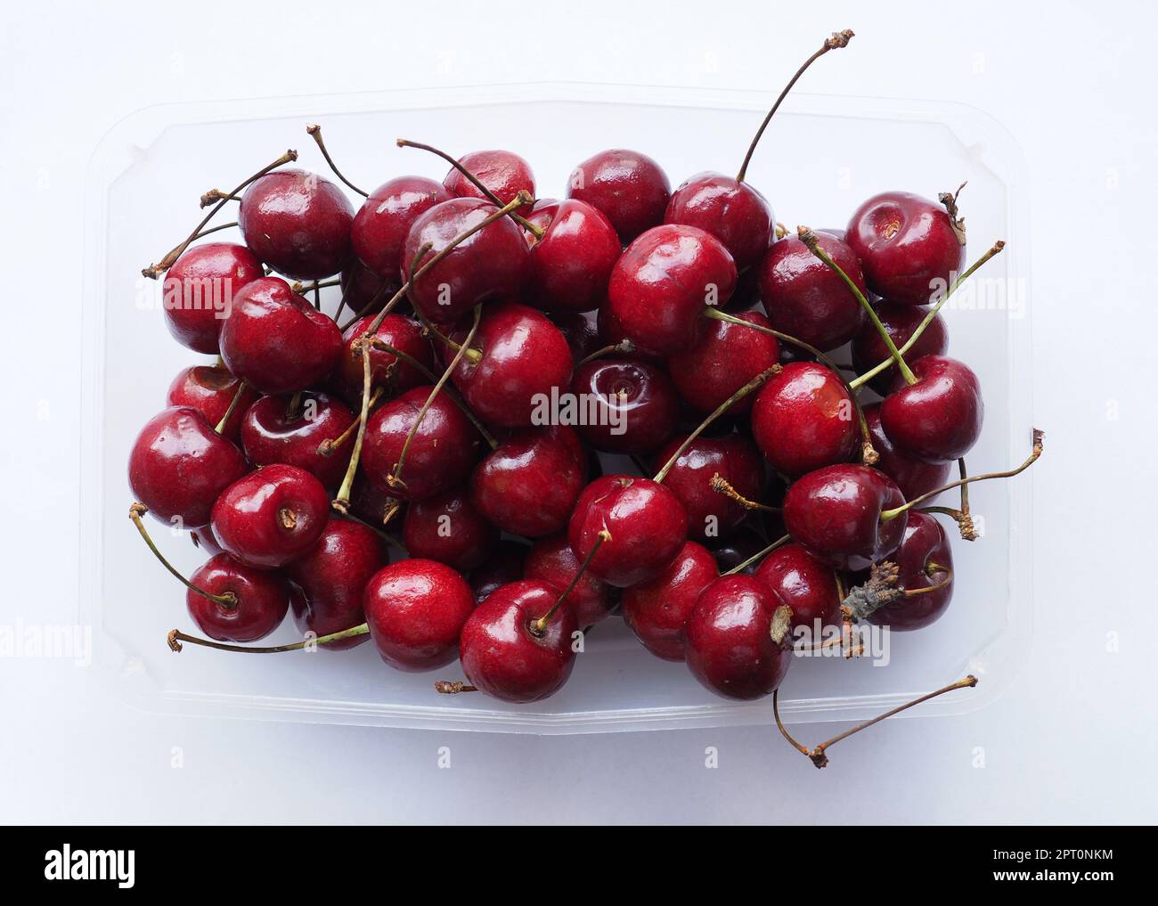 Rosso ciliegia nome scientifico Prunum vegetariano frutta alimentare Foto Stock