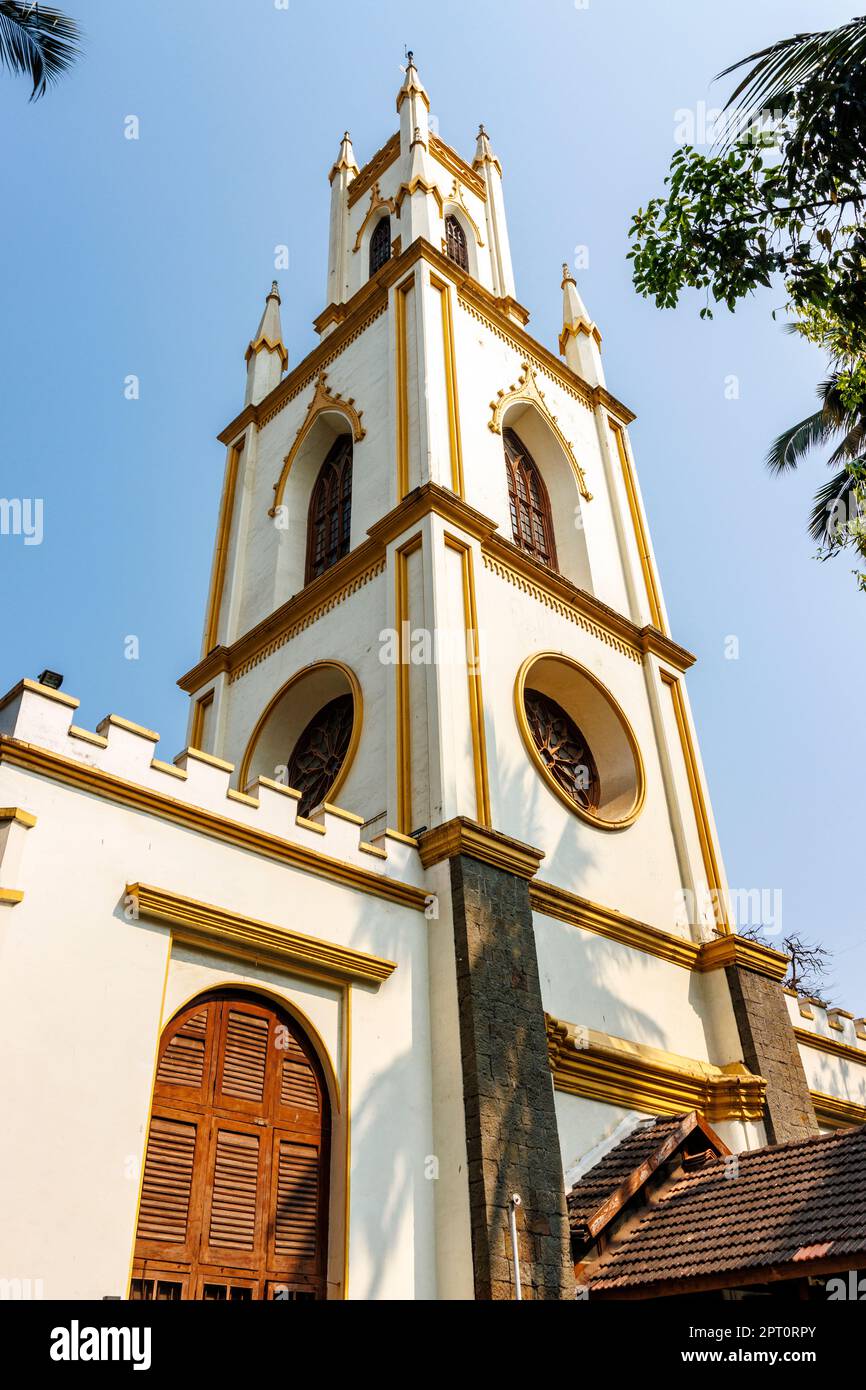 Campanile della cattedrale di San Tommaso, Mumbai, Maharashtra, India, Asia Foto Stock