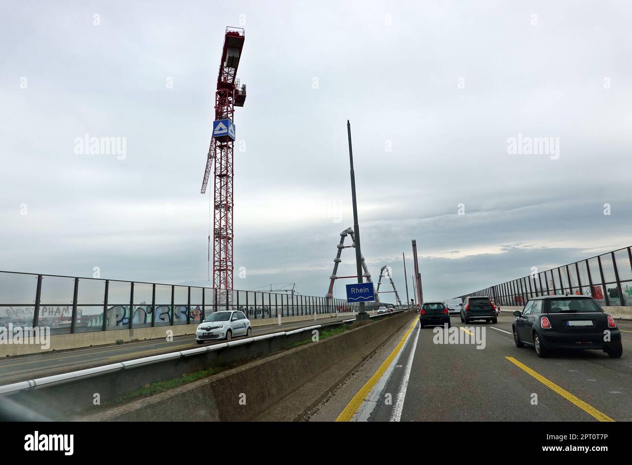 Autobahn A1 Grossbaustelle Leverkusener Brücke, Nordrhein-Westfalen, Deutschland, Köln/Leverkusen Foto Stock