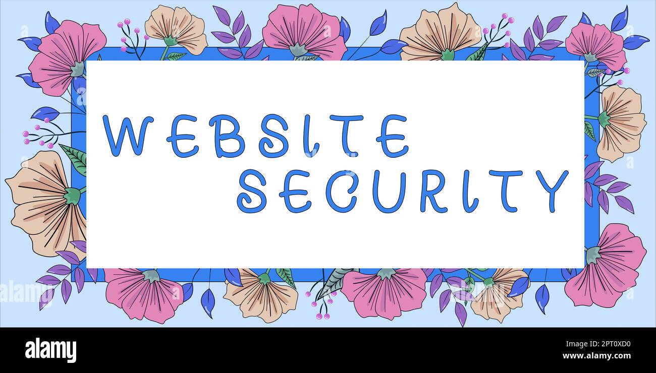 Visualizzazione concettuale sicurezza dei siti web, Business vetrina componente critico per proteggere e proteggere i siti web Foto Stock