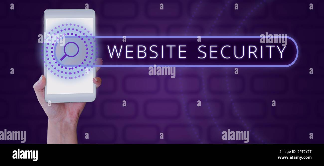 Ispirazione che mostra segno sicurezza del Web site, componente critico di concetto di affari per proteggere e proteggere i Web site Foto Stock