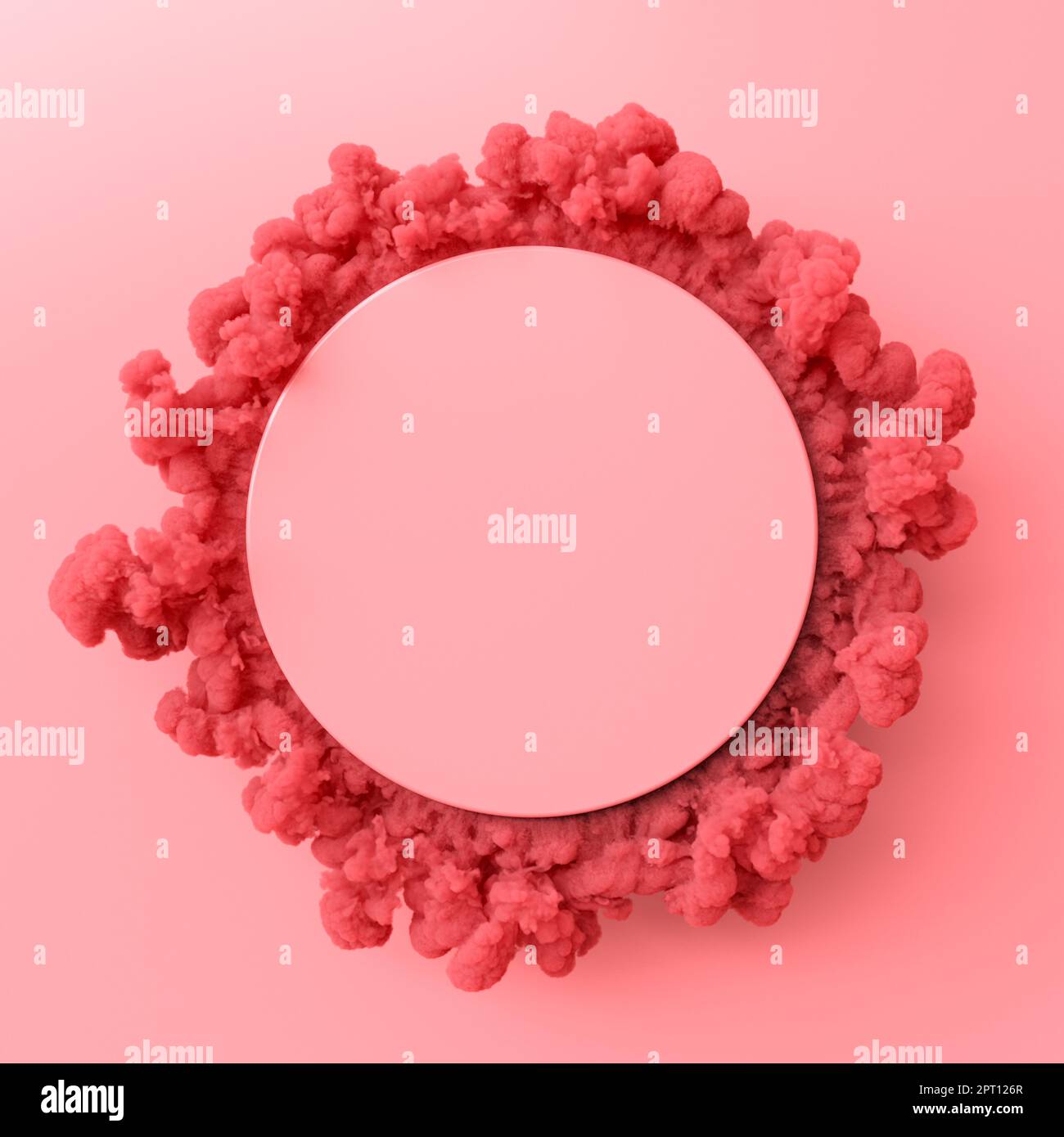 color corallo fumo e sfondo rosa. copyspace. rendering 3d Foto Stock
