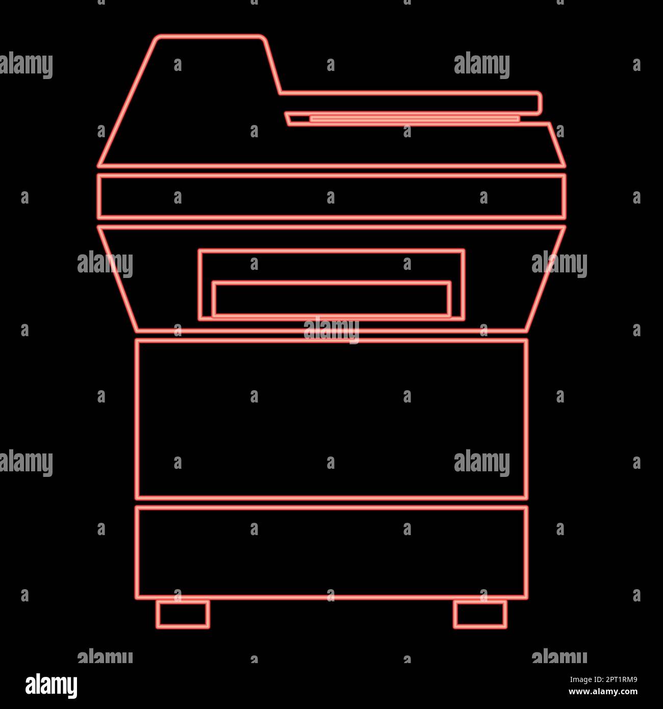 Copiatrice al neon copiatrice per ufficio copiatrice icona apparecchiatura duplicata colore nero vettore illustrazione immagine piatta colore rosso vettore illustrazione immagine piatta Illustrazione Vettoriale