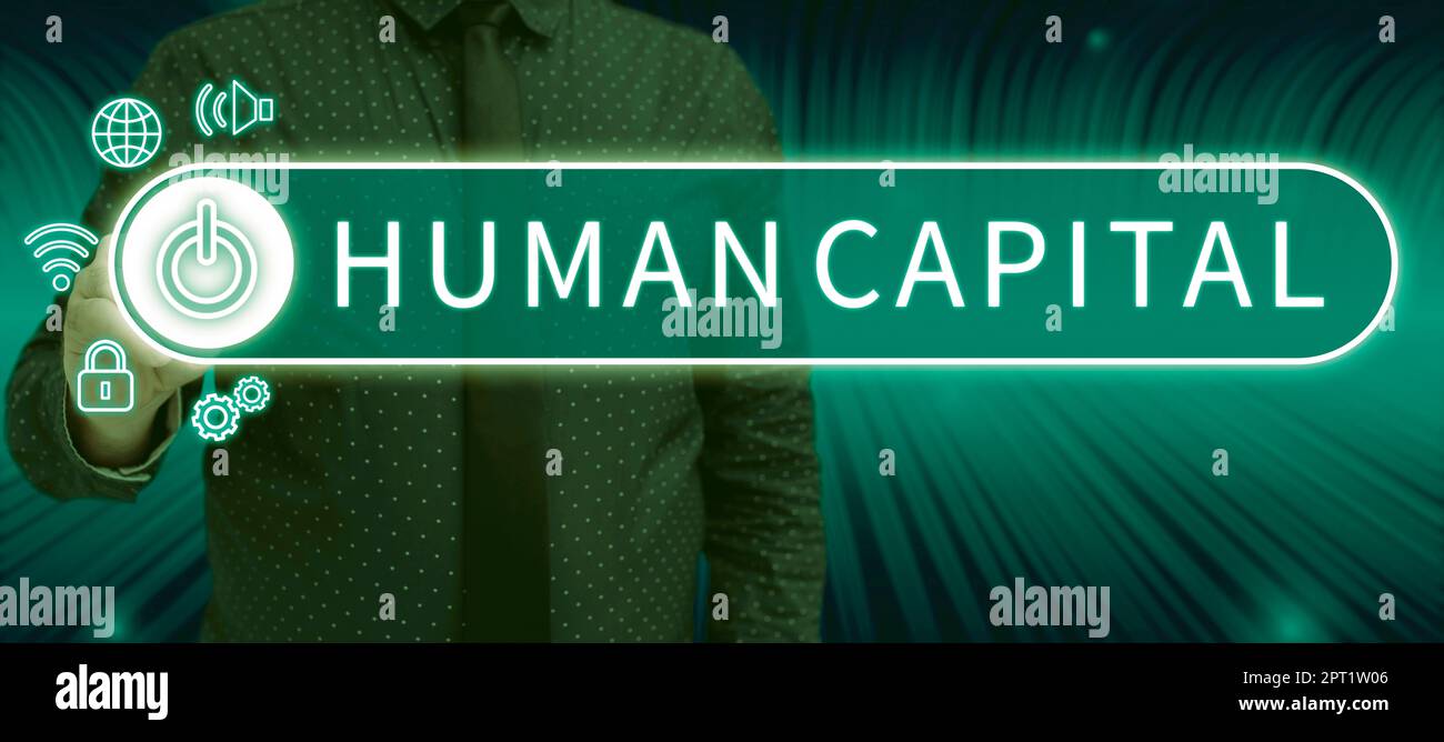 Visualizzazione concettuale capitale umano, foto concettuale risorse collettive immateriali competenza capitale Educazione Foto Stock