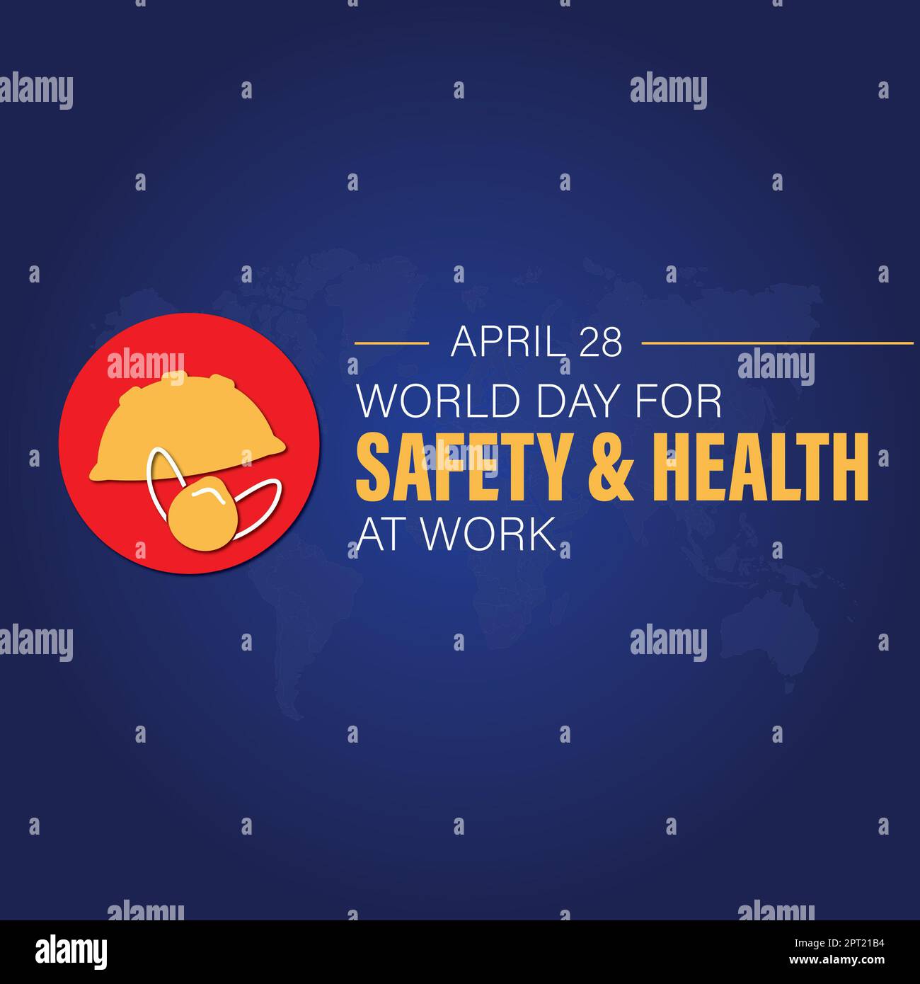 Aprile 28 noto come giornata mondiale per la sicurezza e la salute sul lavoro | lavoro sicurezza e salute Social Media Vector Illustration Foto Stock