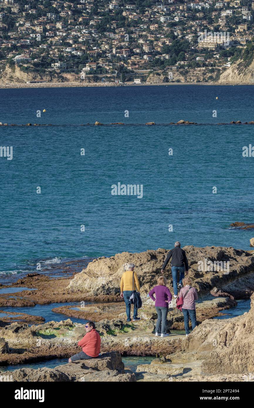 Baños de la Reina leggenda di una regina moresca, a Calpe. Vecchia fattoria di pesce costruita quasi 2000 anni fa, Alicante, Comunità Valenciana, Spagna, Europa Foto Stock