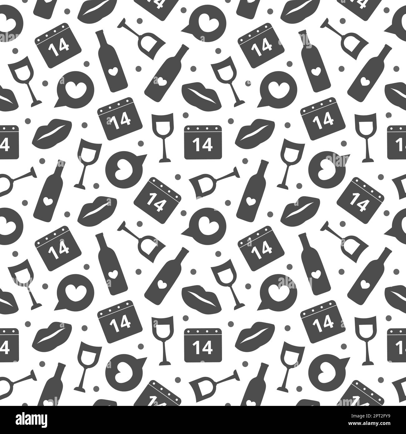 Buon San Valentino senza cuciture modello di disegno con decorazione in modello mano disegnato Cartoon Flat Illustrazione Illustrazione Vettoriale