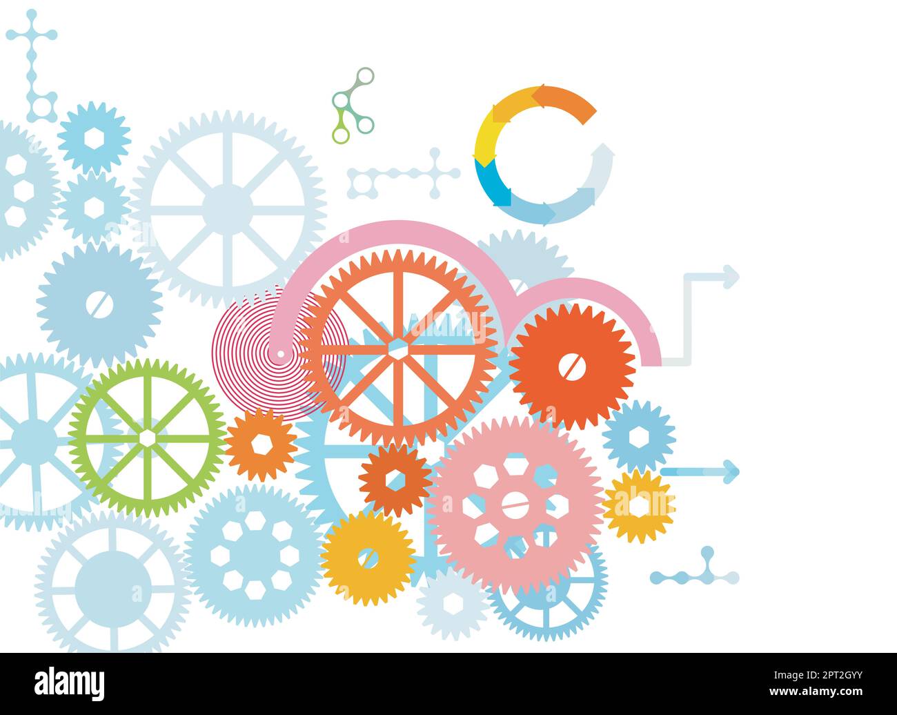 Concetto di tecnologia e ingegneria, tecnologia astratta isolata su bianco, illustrazione Illustrazione Vettoriale