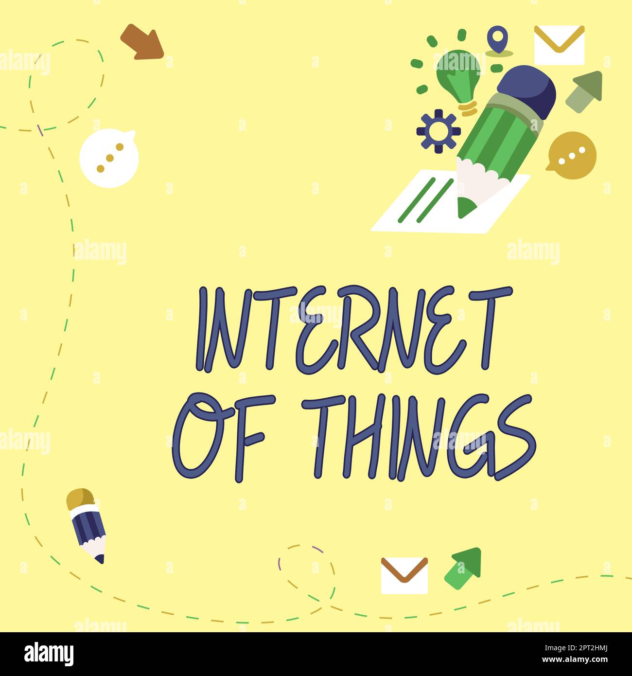 Segnale che visualizza Internet di Thingsconnessione di dispositivi alla rete per inviare dati di ricezione, panoramica aziendale connessione di dispositivi alla rete per inviare Re Foto Stock