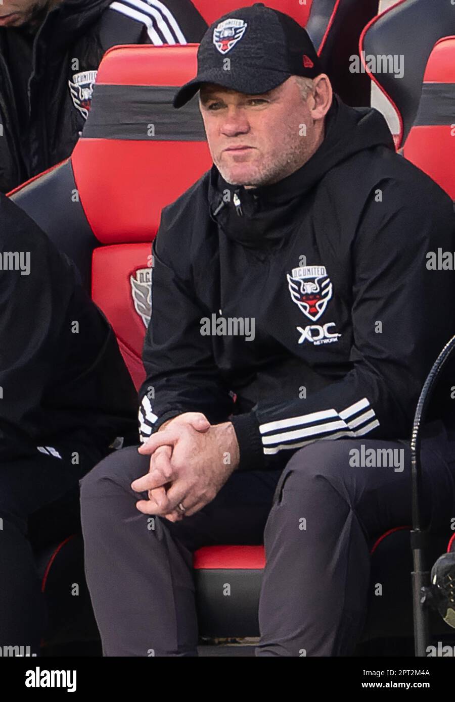 DC United allenatore Wayne Rooney sulla panchina Foto Stock