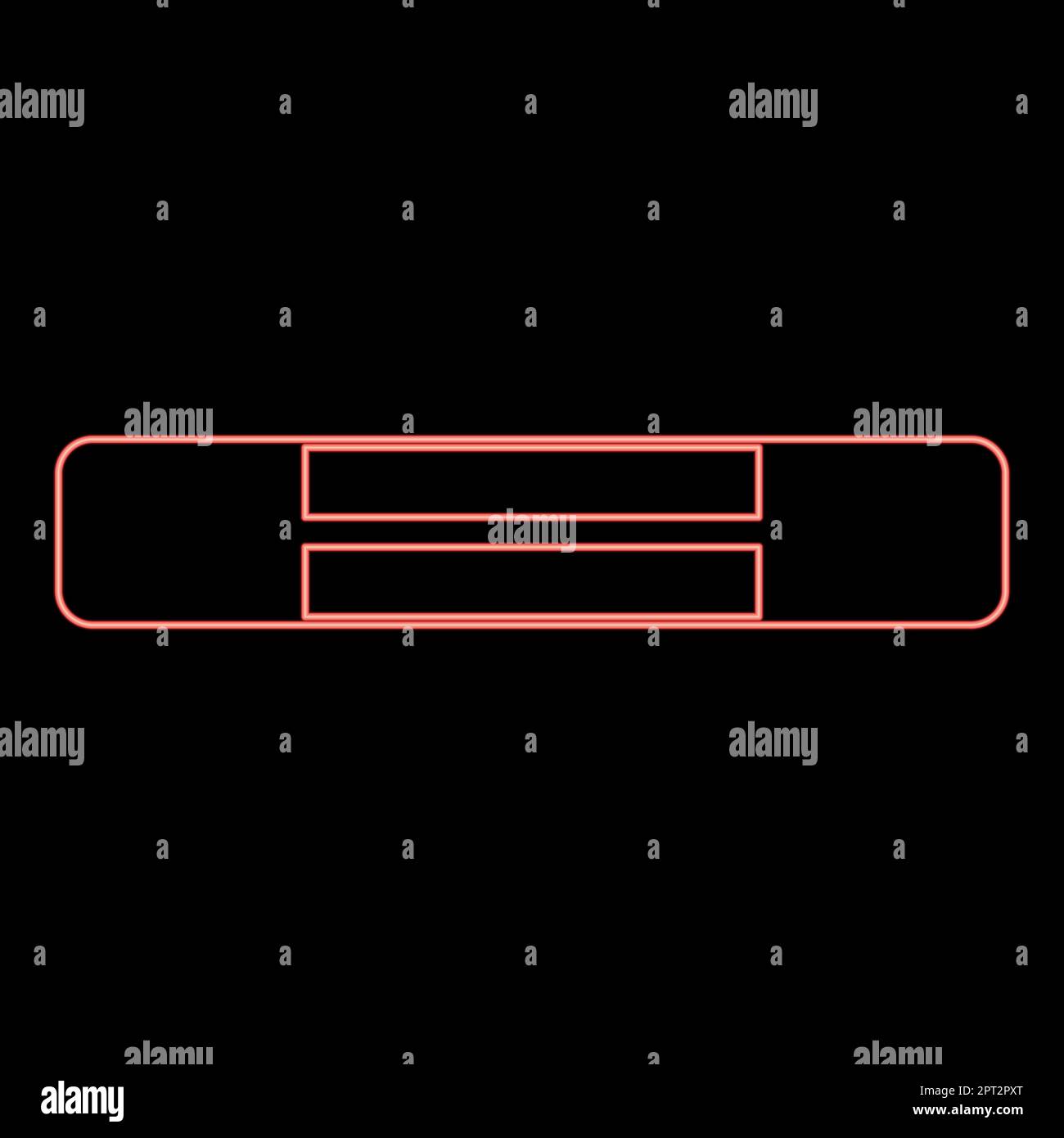 Simboli del circuito del fusibile elettrico al neon protezione da sovraccarico elemento fusibile colore rosso immagine vettoriale stile piatto Illustrazione Vettoriale
