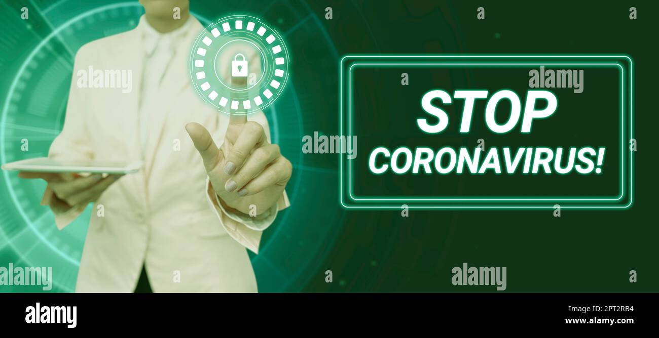 Scrittura testo visualizzato Stop Coronavirus, Parola scritta su sostenere contro la pratica dell'aborto ProLife movimento -57224 Foto Stock
