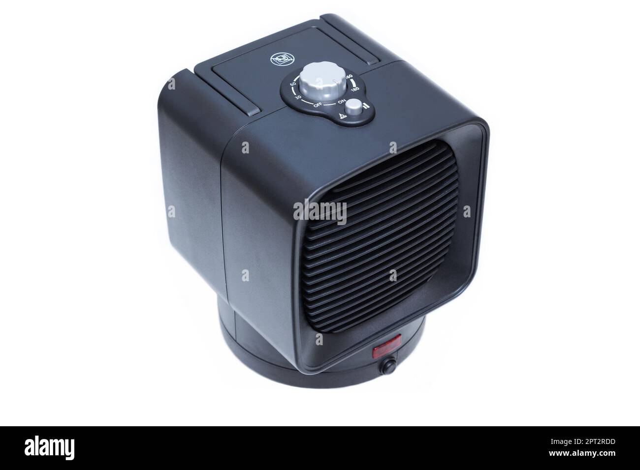 Riscaldatore elettrico ad aria con ventilatore su sfondo bianco Foto Stock