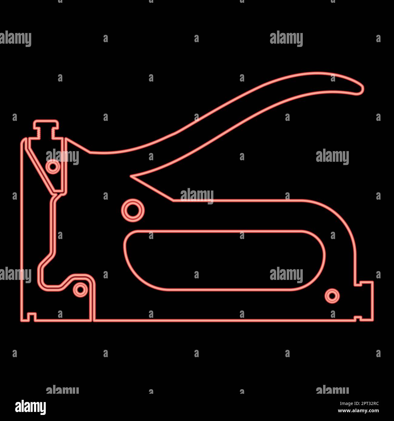 Neon costruzione cucitrice utensili di lavoro pistola per costruire icona nero colore vettore illustrazione stile piatto immagine rosso colore vettore illustrazione immagine stile piatto Illustrazione Vettoriale