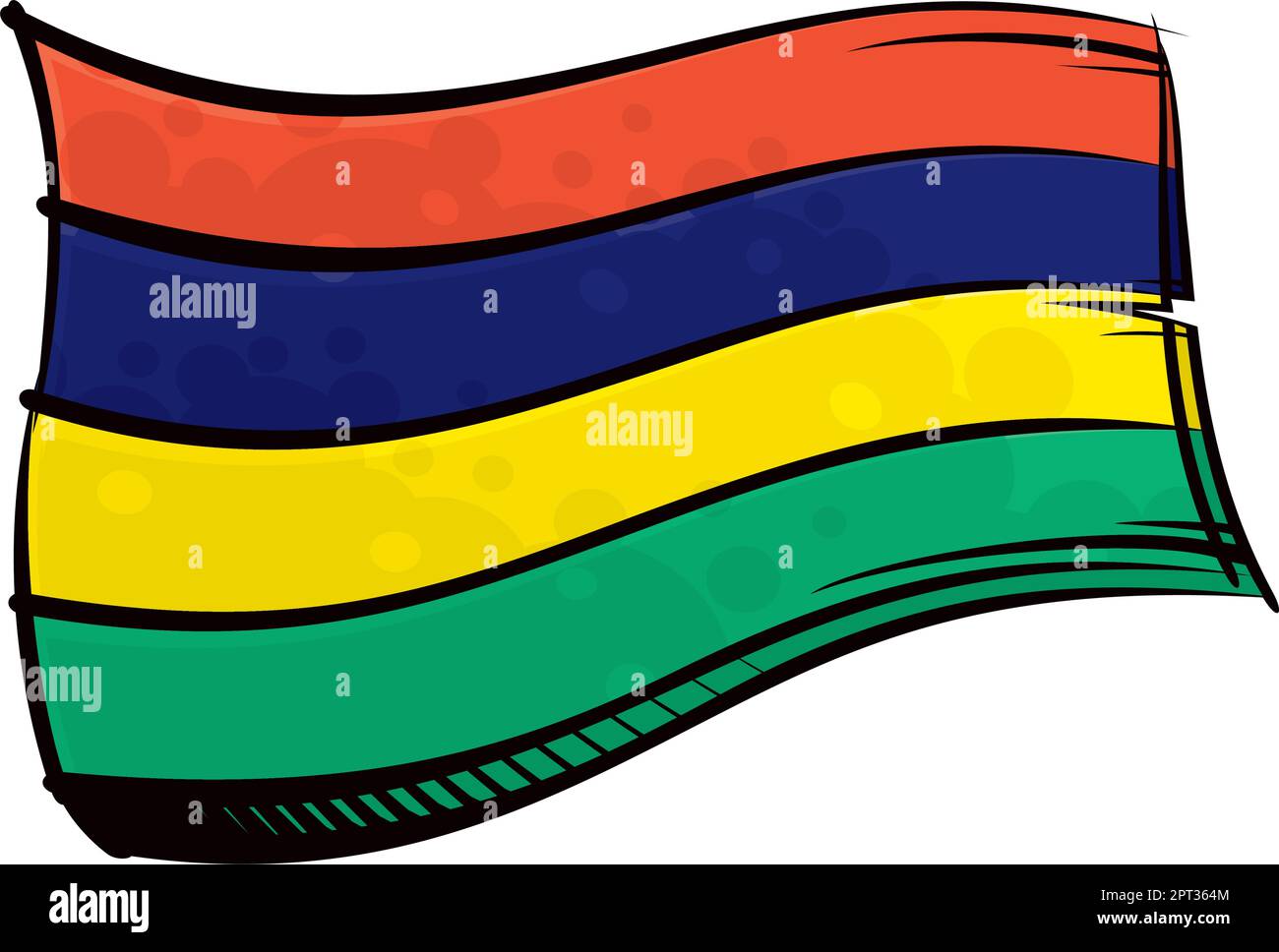 Bandiera mauritana dipinta che ondola nel vento Illustrazione Vettoriale