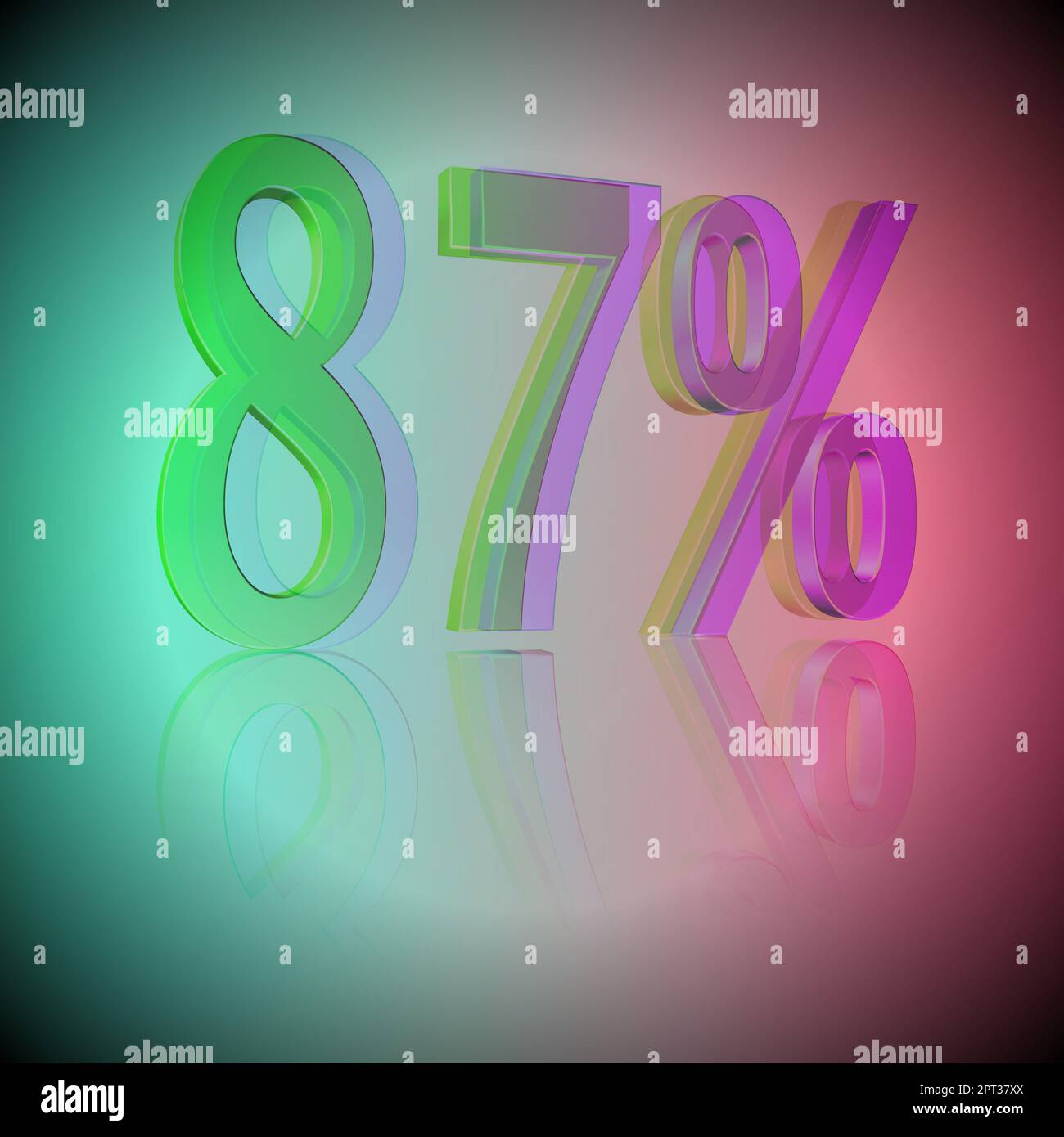 87%, 87% come illustrazione 3D, rendering 3D Foto Stock