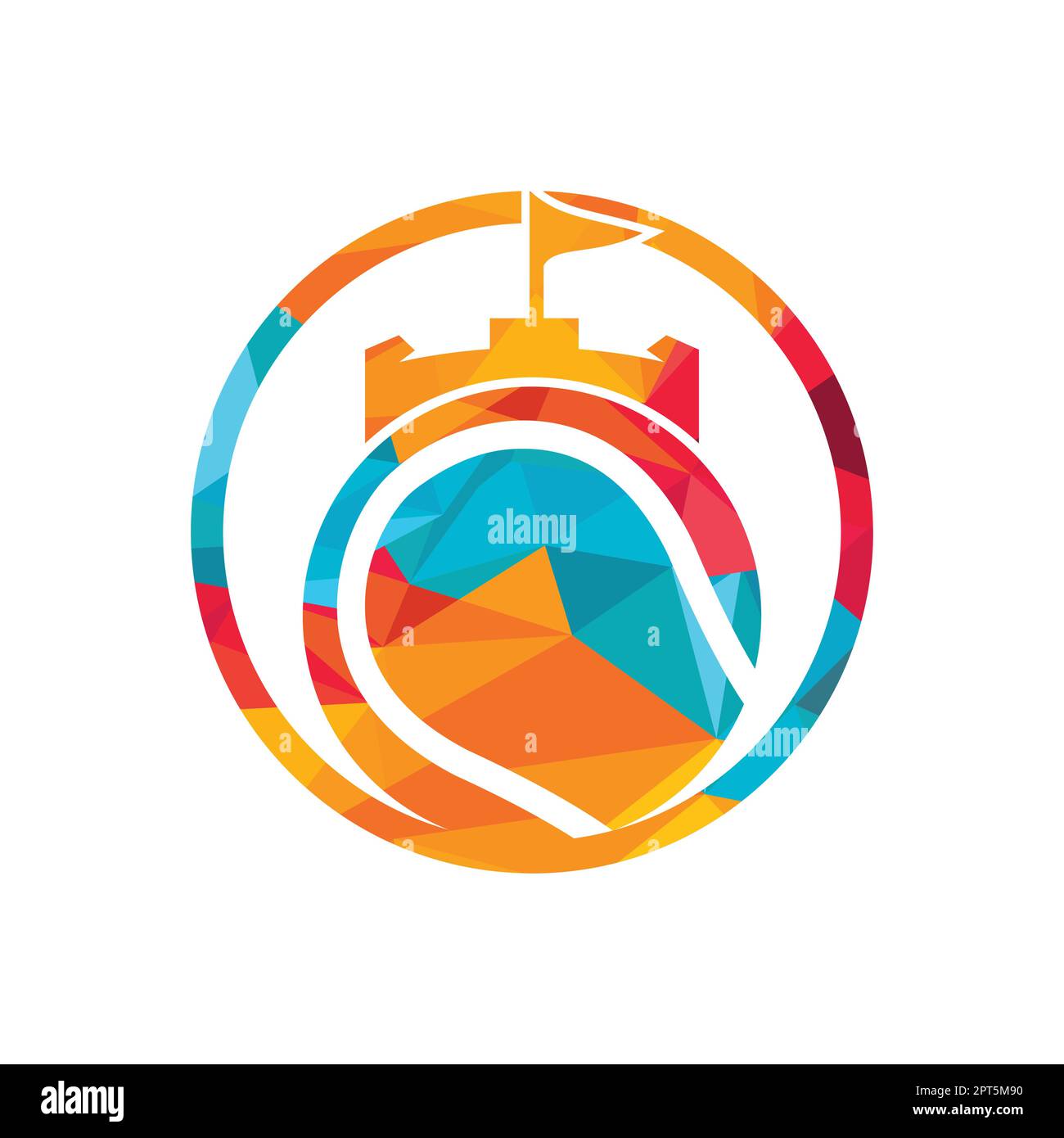 Tennis forte vettore logo design. Castello tennis icona design. Illustrazione Vettoriale