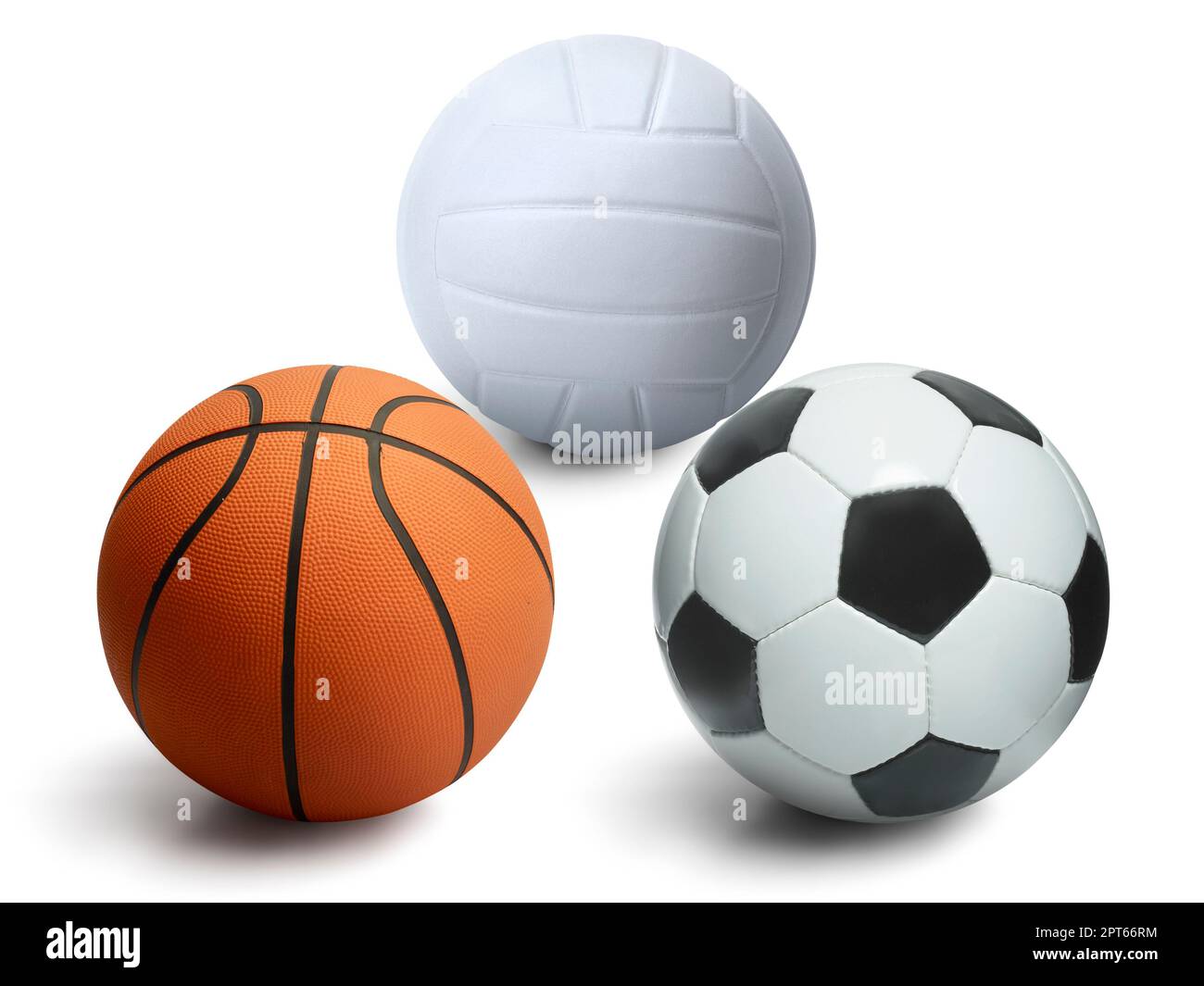 Pallavolo. palla e basket isolati su uno sfondo bianco Foto Stock