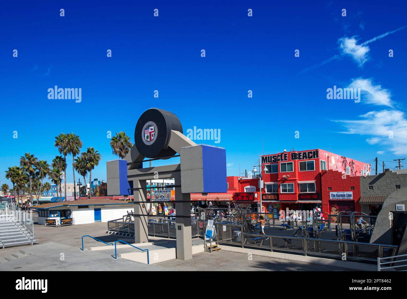 Palestra all'aperto Muscle Beach, Venice Beach, Santa Monica, Los Angeles, California, STATI UNITI Foto Stock