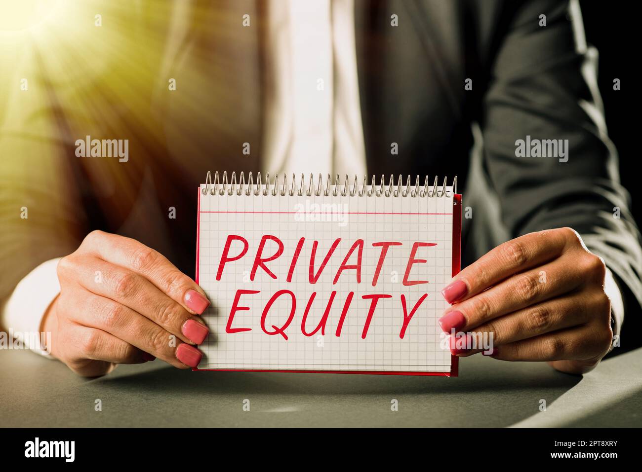 Didascalia concettuale Private Equity, Business Concept Limited Partnership composta da fondi non quotati in borsa Foto Stock