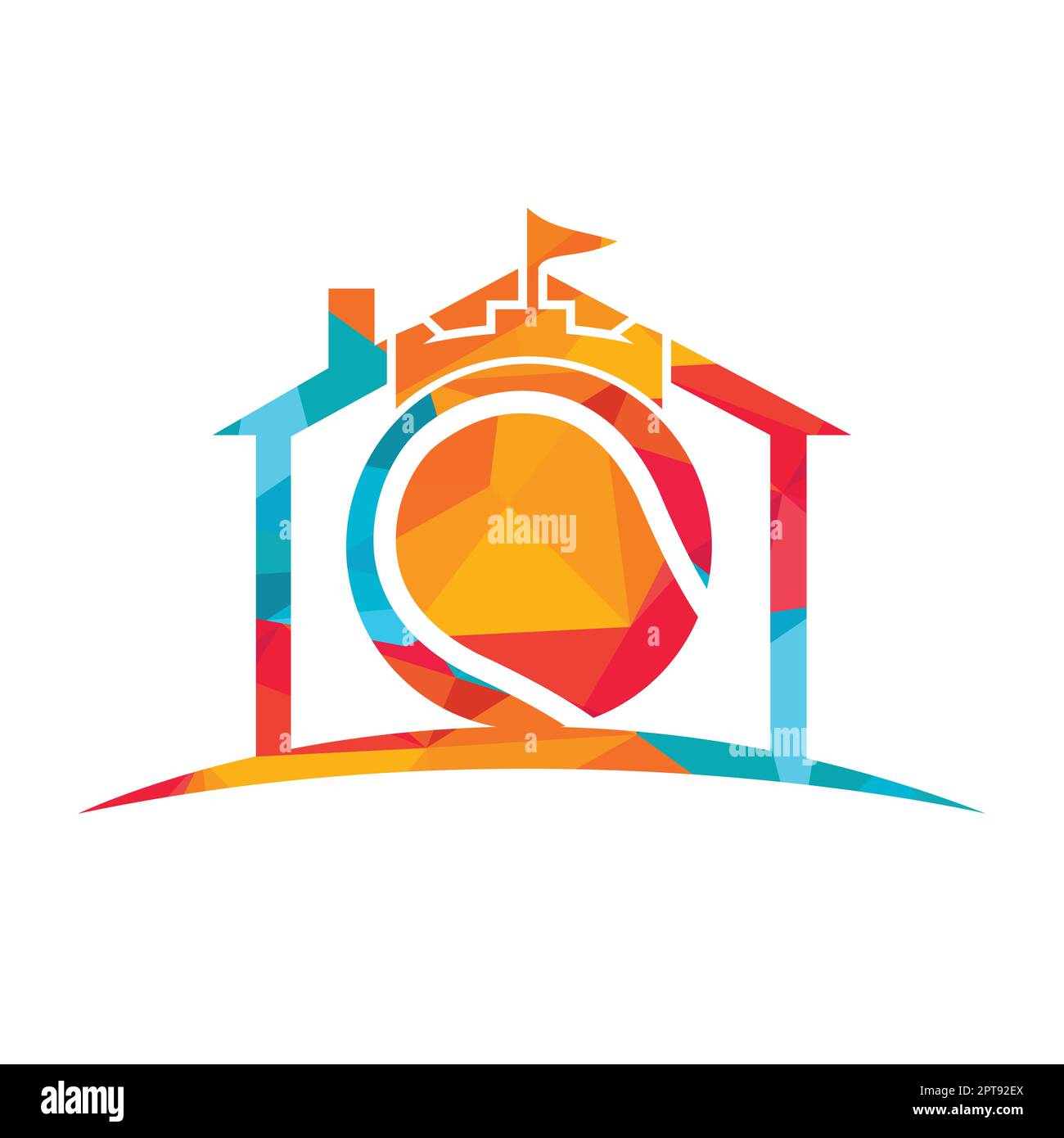 Tennis forte vettore logo design. Castello tennis icona design. Illustrazione Vettoriale