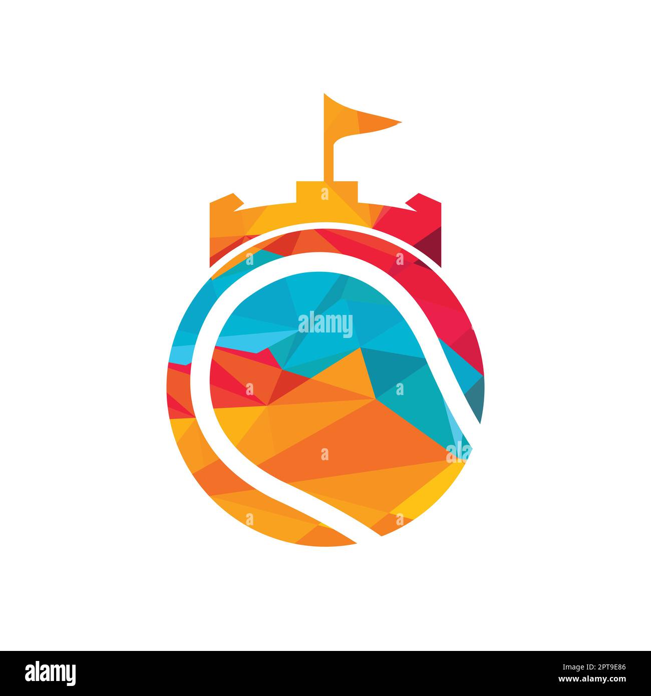 Tennis forte vettore logo design. Castello tennis icona design. Illustrazione Vettoriale