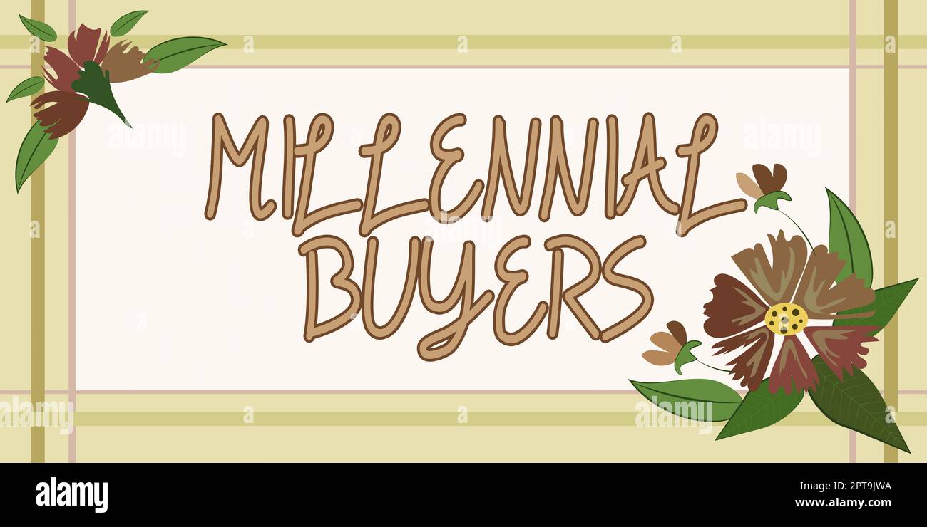 Didascalia di testo che presenta gli acquirenti Millennial tipo di consumatori che sono interessati a prodotti di tendenza, Business idea tipo di consumatori che sono interessati Foto Stock