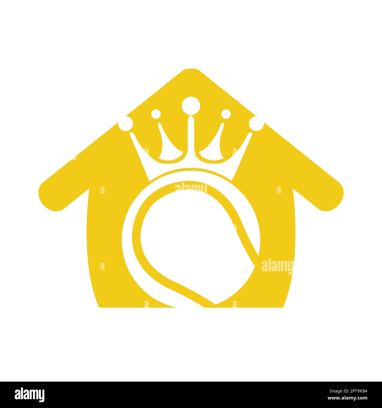 Tennis king design vettoriale logo. Palla da tennis e modello con icona a forma di corona. Illustrazione Vettoriale