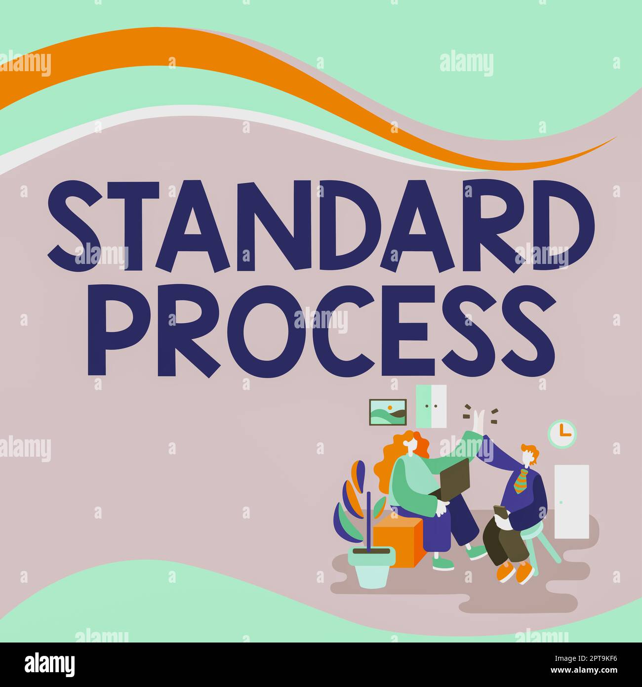 Didascalia di testo che presenta regole di elaborazione standard fatte per essere abbinate con la qualità finale del prodotto, regole di presentazione aziendale fatte per essere abbinate con il pro finale Foto Stock